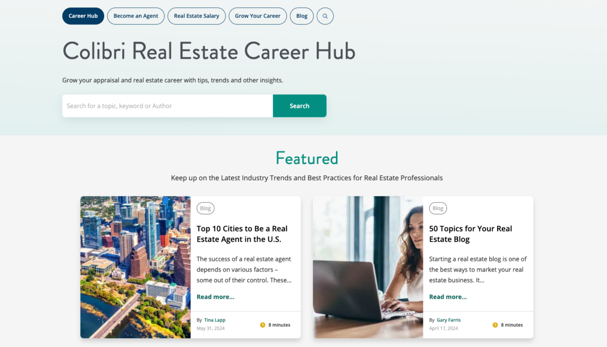 Screenshot of Colibri Real Estate's Career Hub